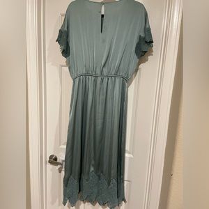 Zara Satin Lace Midi Slip Dress in Mint